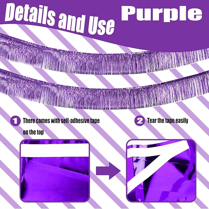 6 Pack 10 Feet Foil Fringe Garland Metallic Tinsel Streamers Banner Wall - Image 3