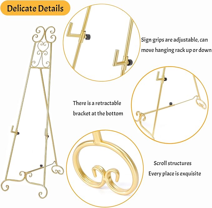 Metal Large Free Standing Adjustable Display Stand Scroll Easel - Image 4