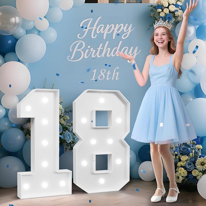 3FT Marquee Numbers 18, Happy 18th Birthday Decorations by Tongjoy