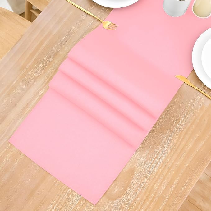 2 Pack Pink Small Short Table Runner 12 x 36 Inch Solid Color Runners Coffee - Image 8