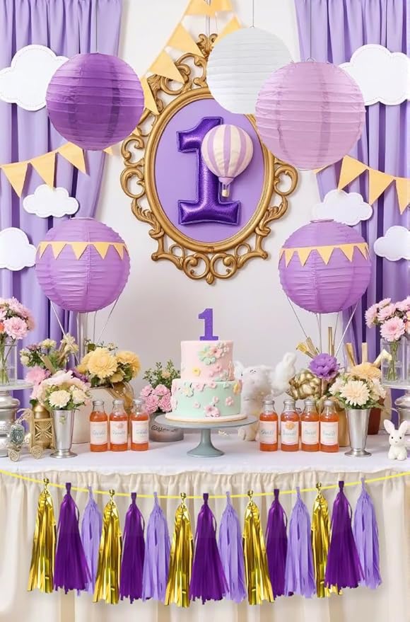 ZOOYOO Shiny Tassel Garland Tissue Paper Tassel Banner Table Decor, DIY Kits - Image 3