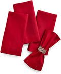 Cotton Linen Dinner Napkins Set of 4 – Hemstitch Red Cloth Dinner Napkins 20x20 by HomeEkaa