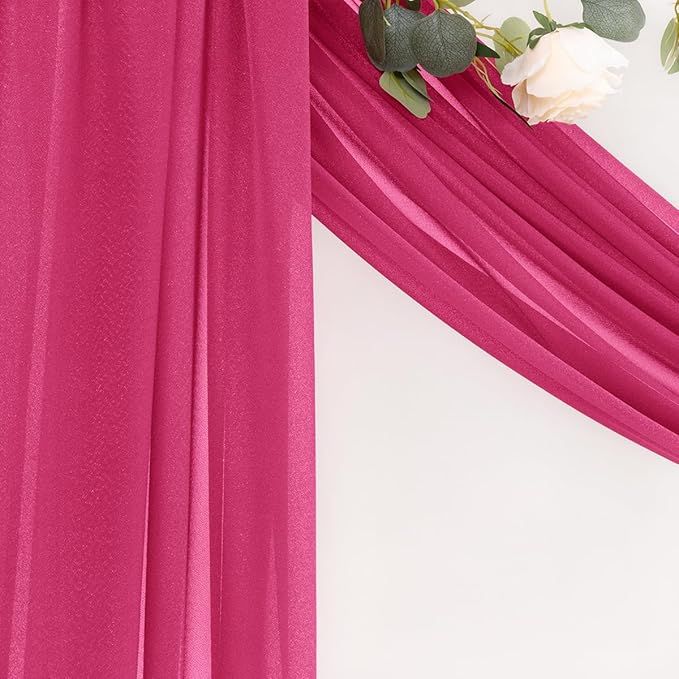 MLMC Hot Pink Wedding Arch Draping Fabric 2 Panels 29" x 20 FT Extra Long Gauze - Image 7