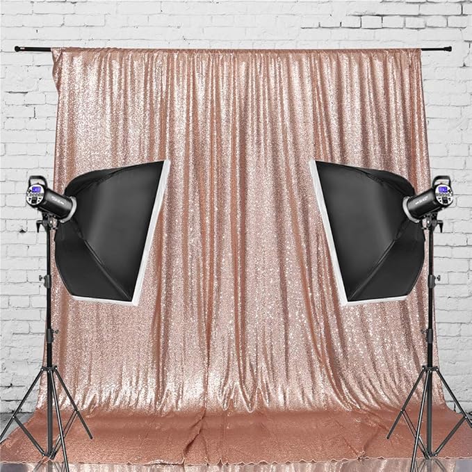 Eternal Beauty Rose Gold Sequin Backdrop, 6x6 Ft Glitter Background Curtains - Image 3
