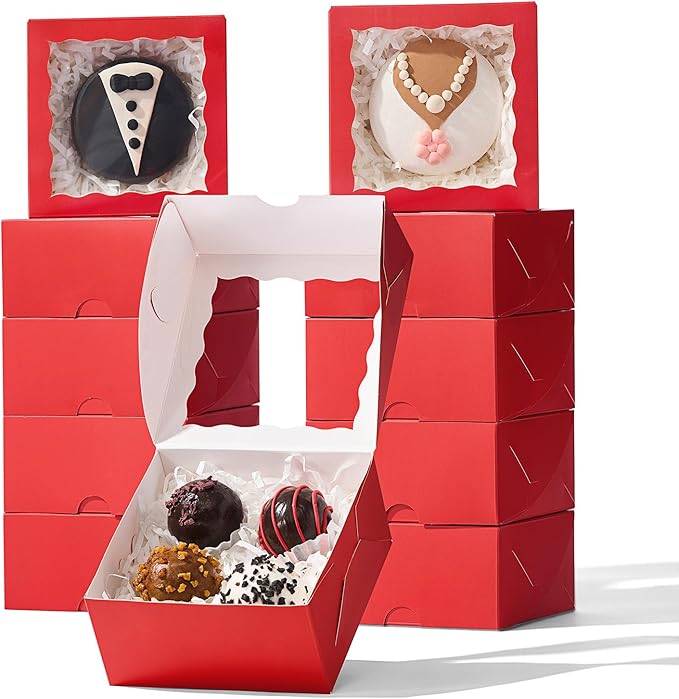 100-Pack 4x4x2 Classic Red Bakery Boxes - Image 4