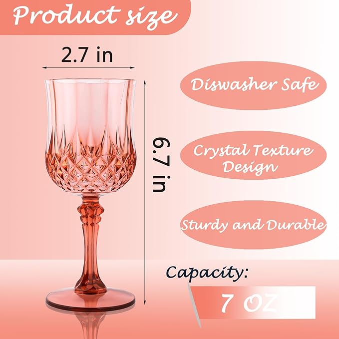 Plastic Wine Glasses，Plastic Goblets Vintage Style Cordial Drinking Glasses - Image 2
