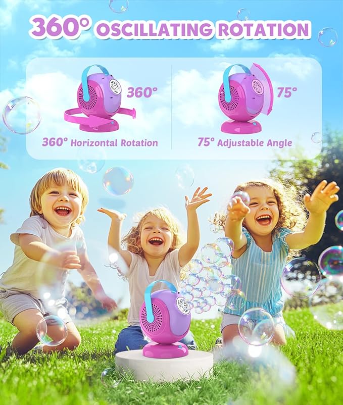Bubble Machine, Automatic 360° Rotation & 75° Adjustment Bubbles Blower - Image 4