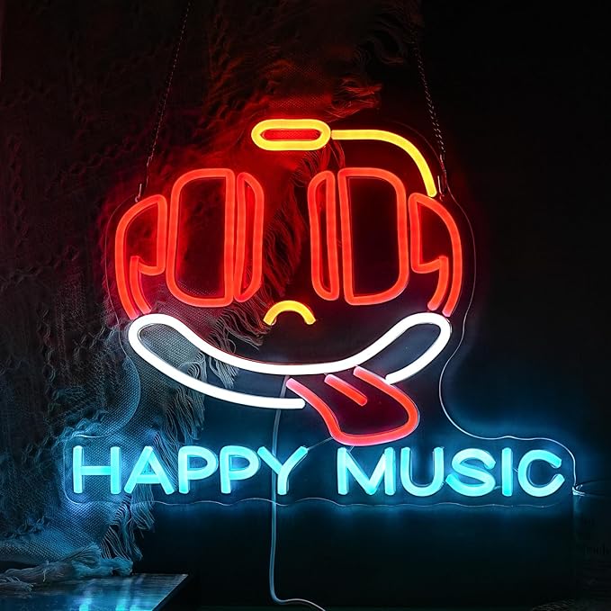 Headphone Neon Sign Dimmable Led Happy Music Neon Light - Image 3