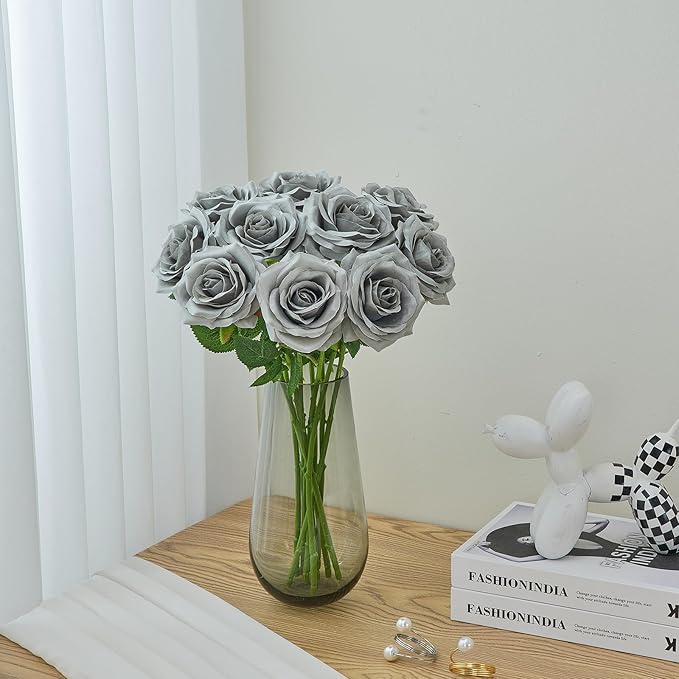 Artificial Rose 10pcs Open Flower Bouquet Faux Rose Stems - Image 2