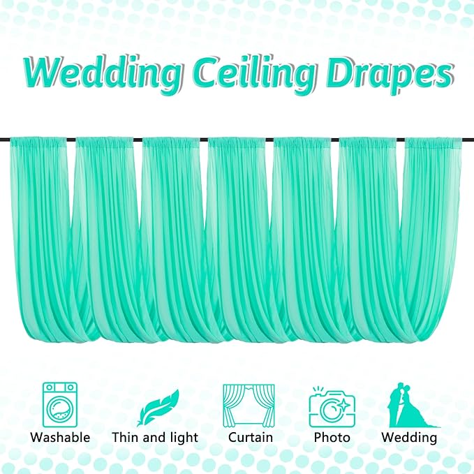 DUOBAO 5FTx20FT Mint Chiffon Ceiling Drapes | Elegant Wedding Backdrop | 6 - Image 3