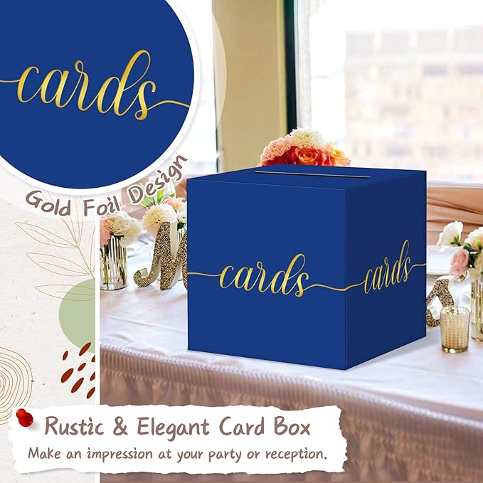 QIKSION Blue Graduation Card Box, Graduation, Wedding Reception, Baby Shower - Image 3
