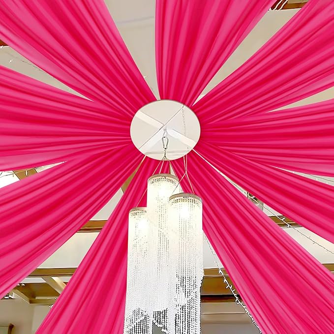 DUOBAO Elegant 20ft Hot Pink Chiffon Wedding Curtains by DUOBAO