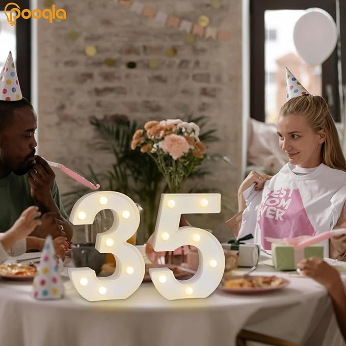 Pooqla Decorative LED Light Up Number Letters, Battery Operated - Image 2