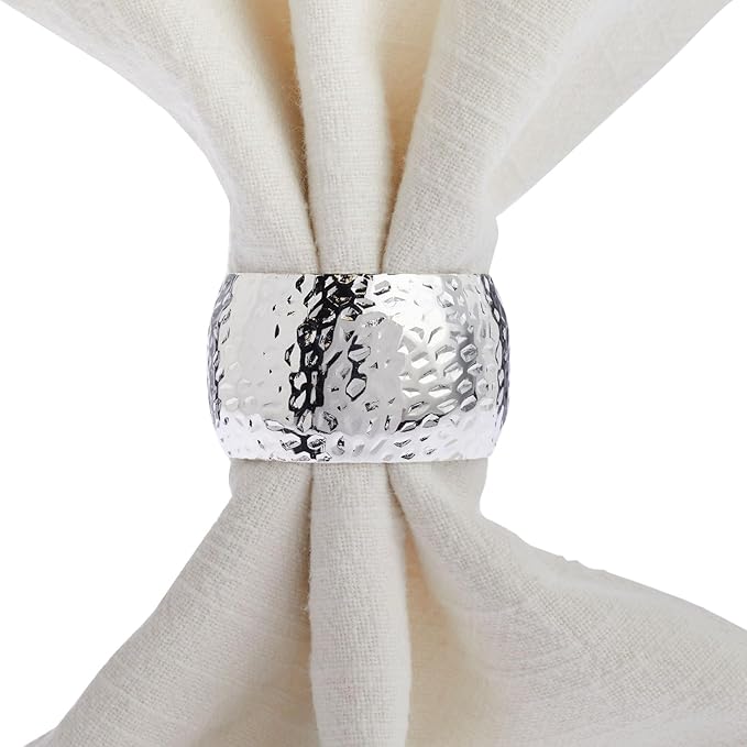Farmlyn Creek Silver Napkin Rings Set of 12-1.8 in Round Polished Zinc - Image 9