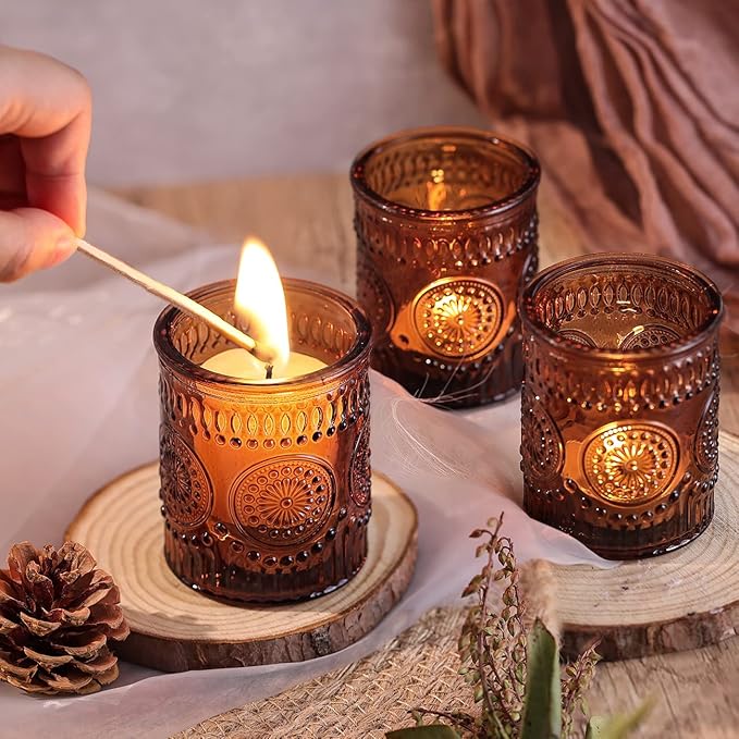 DARJEN Amber Votive Candle Holders Set of 36- Glass Candle Holders Bulk - Image 4