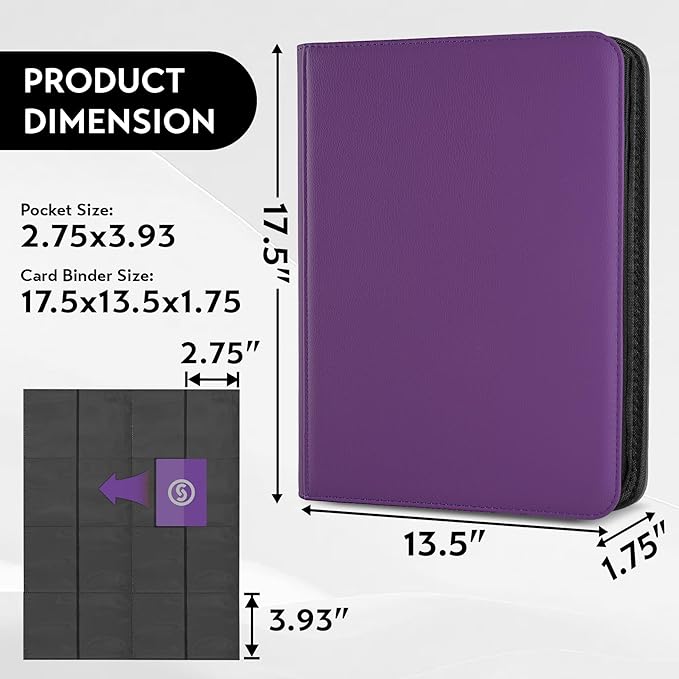 1000+ Pockets Trading Card Binder, Premium 16 Pocket Card Binder, Ringless Side - Image 3