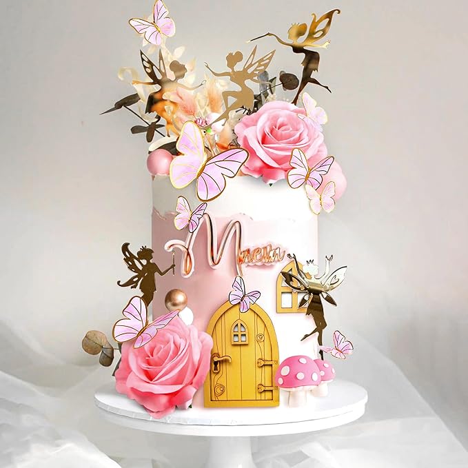 JeVenis Pink Fairy Cake Decoration Mushroom Cake Decoration Fairy Cake - Image 8