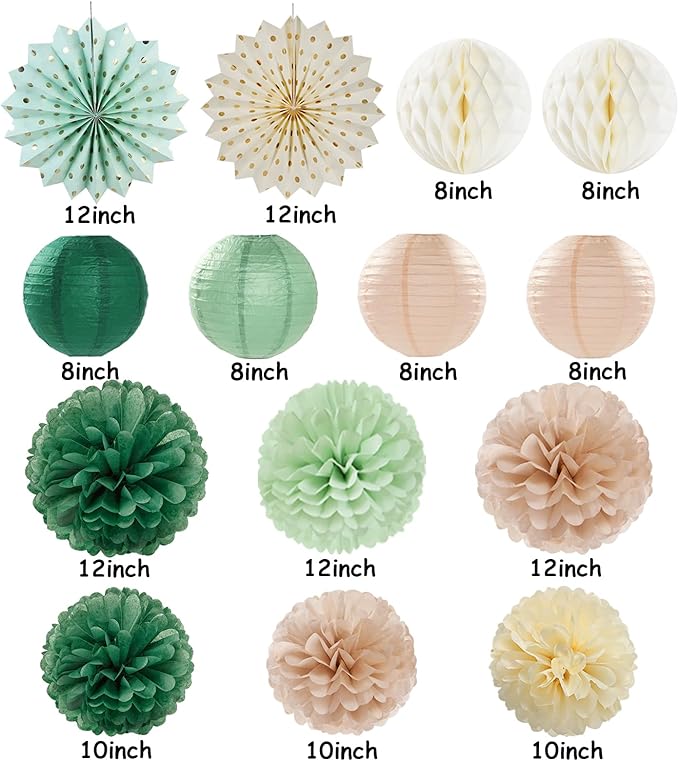 Olive-Sage Green Champagne-Gold Party-Decorations Lanterns - Image 2