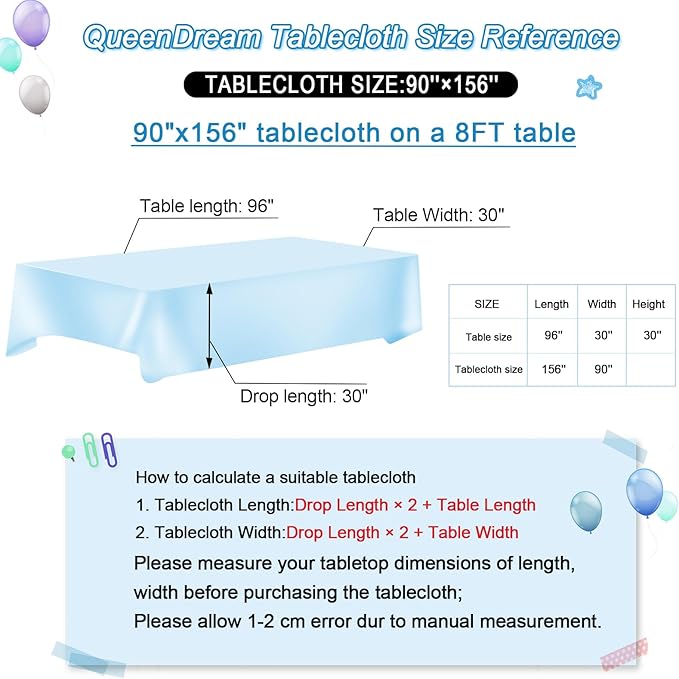 QueenDream Mermaid Blue Tablecloth 90x156 Inches Rectangle Tablecloths Sequin - Image 6