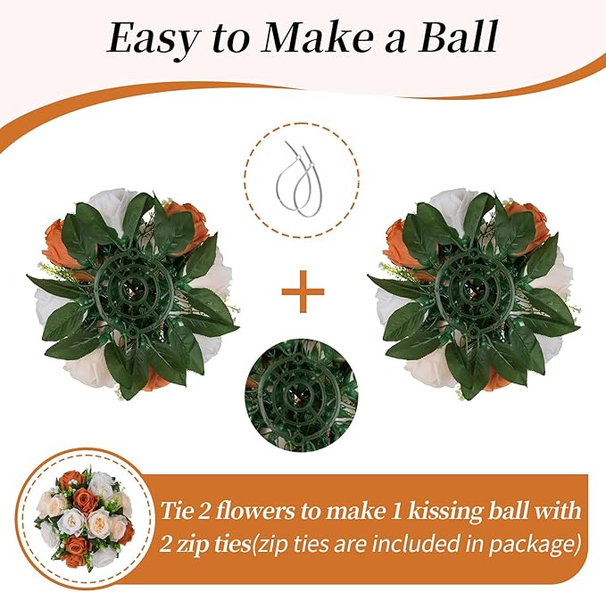 BLOSMON Terracotta Flowers for Wedding Centerpieces: 6 Pcs Fake Rose Kissing - Image 4