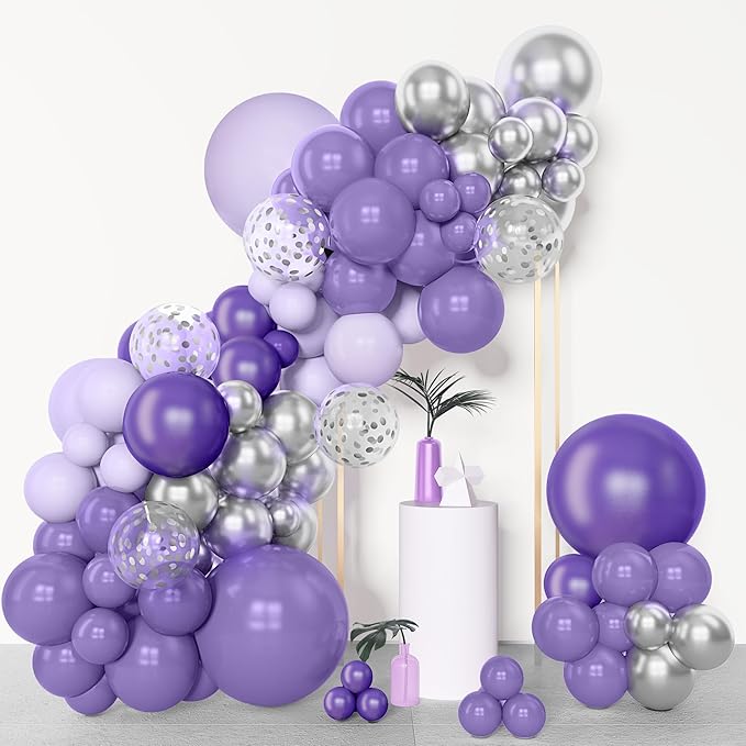Amandir 153pcs Purple Balloon Garland Arch Kit, Different Sizes 18 12 10 5 inch - Image 4