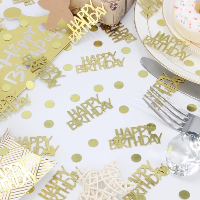 270 PC Gold Happy Birthday Confetti - Image 2