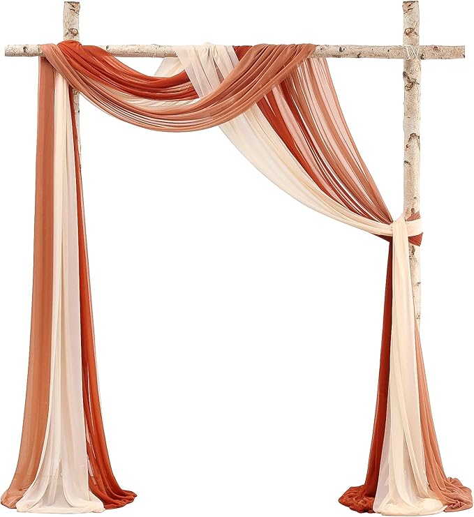 Floroom Wedding Arch Draping Fabric 3 Panels 20Ft Chiffon Fabric Drapes Arbor by Floroom