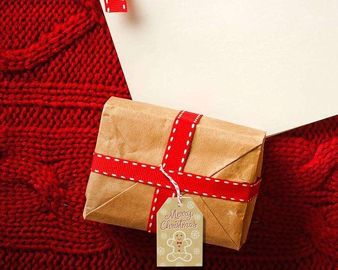 100 Pack Brown Kraft Paper Christmas Gift Tags， Xmas Brown Kraft Gift Tags - Image 4