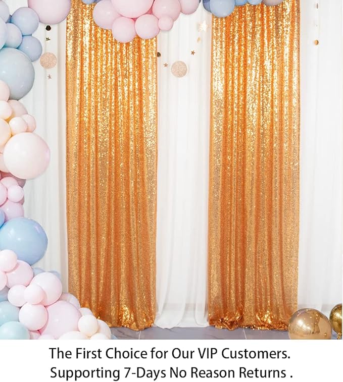 ShinyBeauty Sequin Backdrop Curtains 4 Panels Gold 2FTx8FT Gold Sequin Backdrop - Image 5