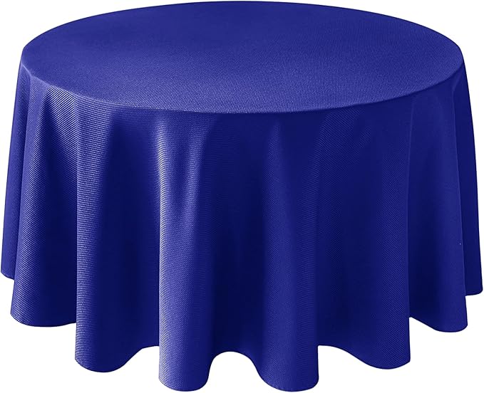 Biscaynebay Textured Fabric Round Tablecloths 90", Royal Blue Water Resistant by Biscaynebay
