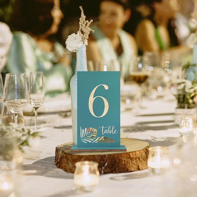 Wooden Table Numbers 1-25, 3.2x5.8 Inch Double Sided Rustic Blue Wedding Table - Image 5