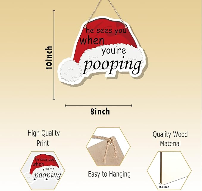 Funny Christmas Wooden Sign, Novelty Humor Xmas Hanging Sign Wall Decor - Image 7