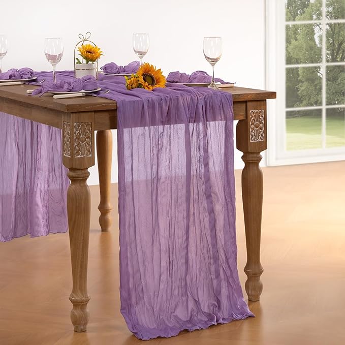 Lavender Purple Cheesecloth Table Runner Fall Table Runner Boho Gauze 120 - Image 6