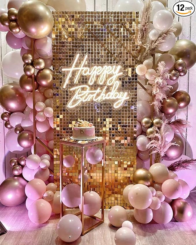Kate Square Gold Shimmer Wall Sequin Panel Backdrop Birthday Wedding Background by KateBackdropforPhotography
