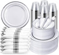 BESTVIP 700PCS Silver Plastic Dinnerware Set by Bestvip