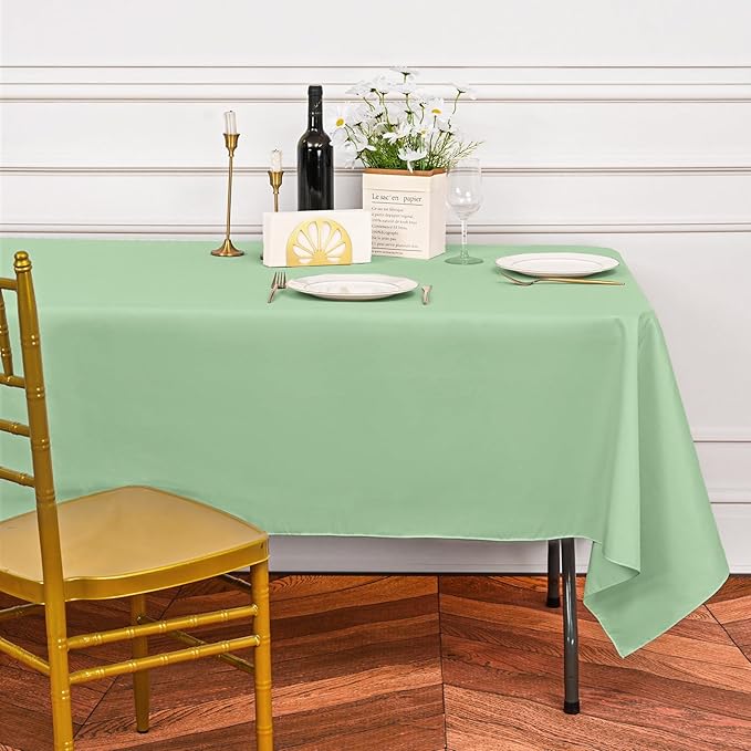 10 Pack Sage Green Rectangular Tablecloths, 60 x 126 Inch, Wrinkle & Stain - Image 7