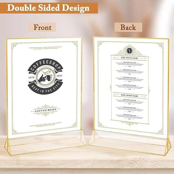 Floroom 6 Pack 8.5x11 Inch Clear Acrylic Sign Holders, Double-Sided Gold - Image 4