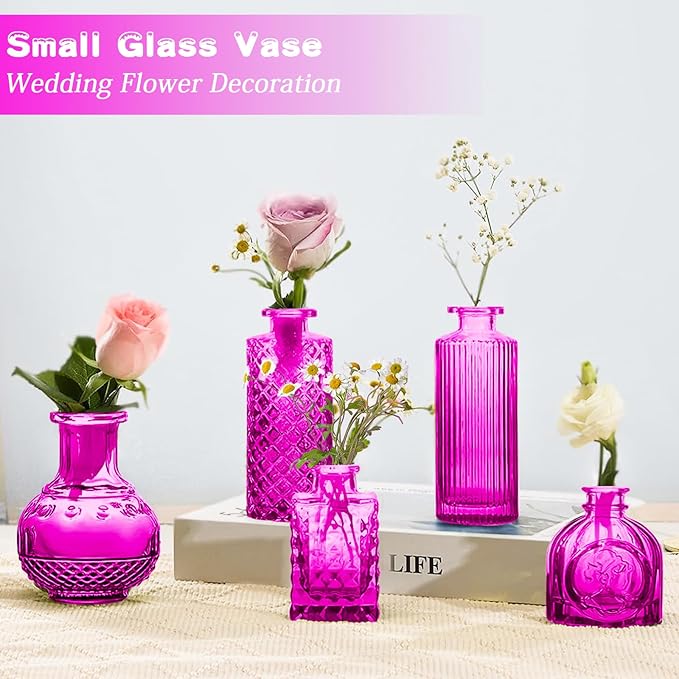 Glass Bud Vases Set of 24, Mini Glasses in Bulk, Small Flower Design - Image 6