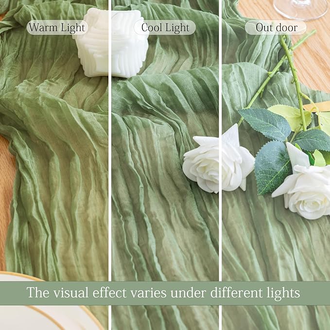 6 Pack Sage Green Cheesecloth Table Runner 23x120 inch Rustic Boho Gauze Table - Image 3