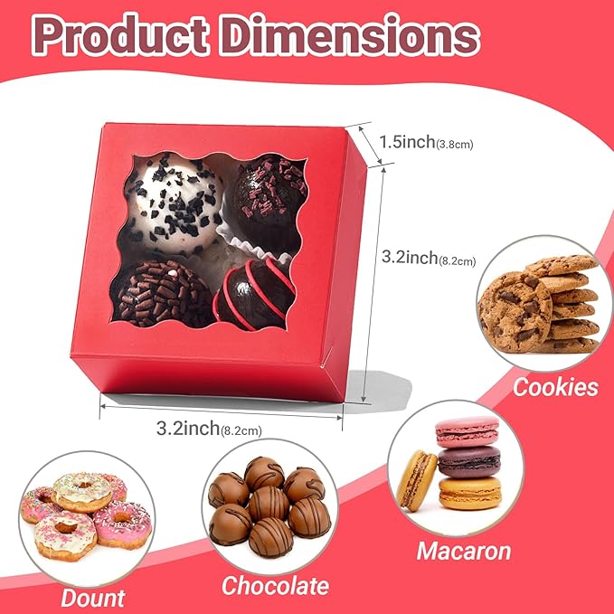 RomanticBaking 3 ¼" x 3 ¼" x 1 ½" 50PCS Chocolate Truffle Boxes - Image 3