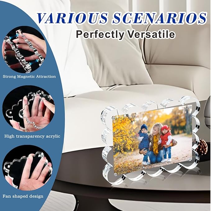 3 Pack 5x7 Inch Magnetic Acrylic Picture Frame, 10+10mm Thick Block, Double - Image 5