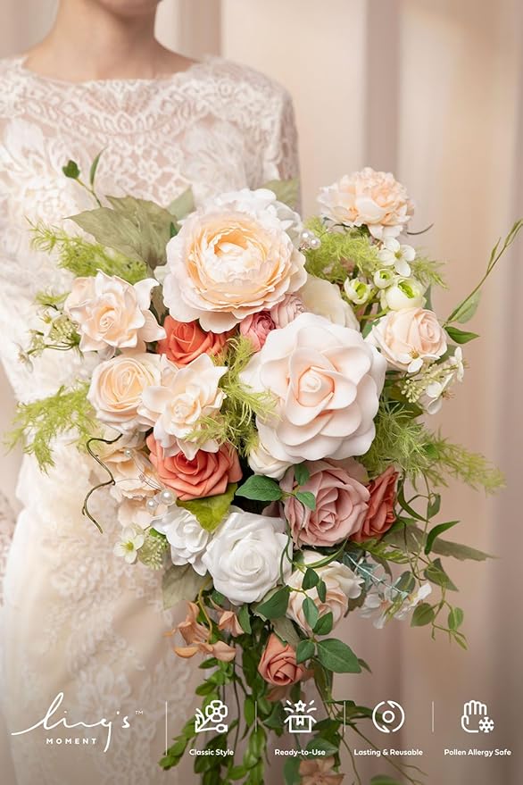 Ling's moment Pink Bride Bouquet - Image 5
