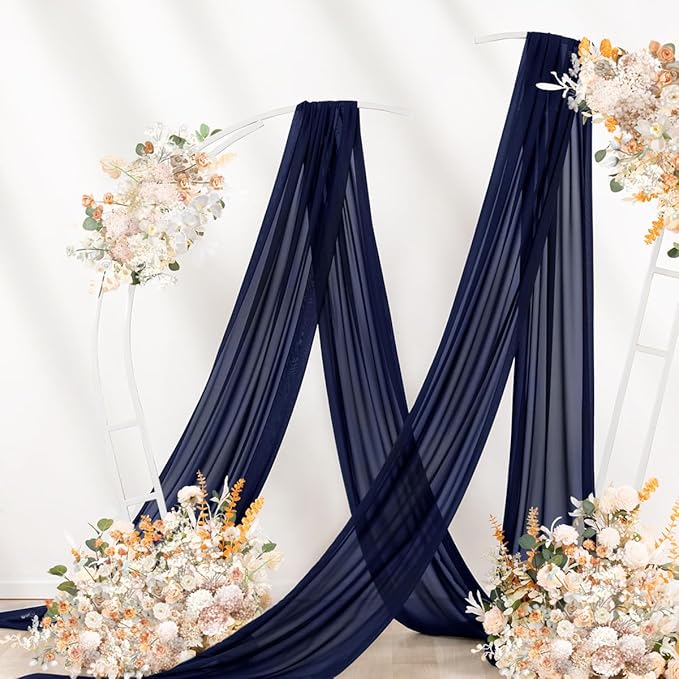 Navy Blue Wedding Arch Draping Fabric 29" x 20 FT Navy Wedding Drapes - Image 7