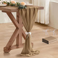 2 Pack 10 Ft Chiffon Table Runner Brown Gauze Long Table Runners 27x120 Inches by BEELIFY