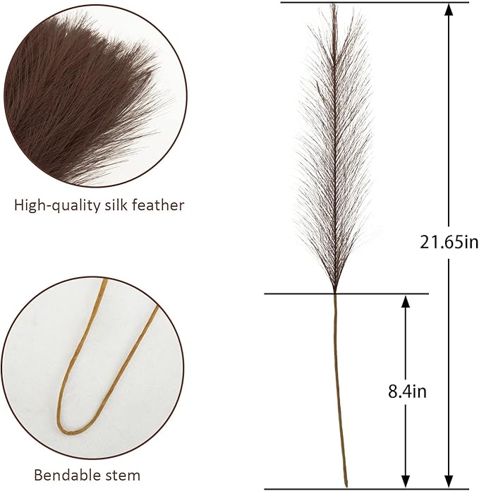 50pcs Faux Pampas Grass Decor, 21.6" Short Artificial Pompous Grass Floral Fake - Image 5