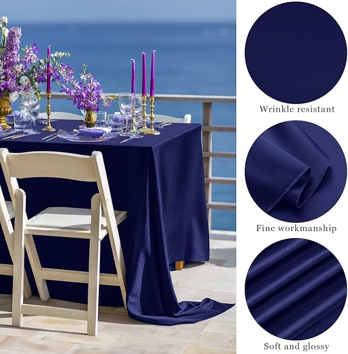 TURSTIN 4 Packs Satin Tablecloth 102 x 58 Inch Overlay Satin Table Cover - Image 3