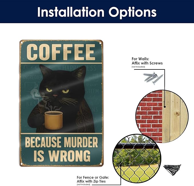 Funny Cat Coffee Metal Sign - Image 7