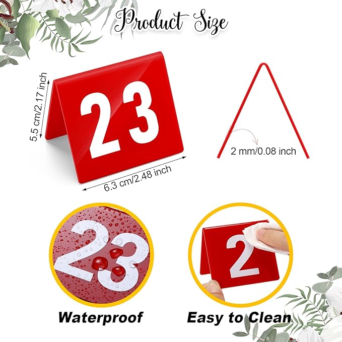 Tuanse Table Numbers 1-50 Acrylic Double Side Numbered Table Tents Restaurant - Image 2