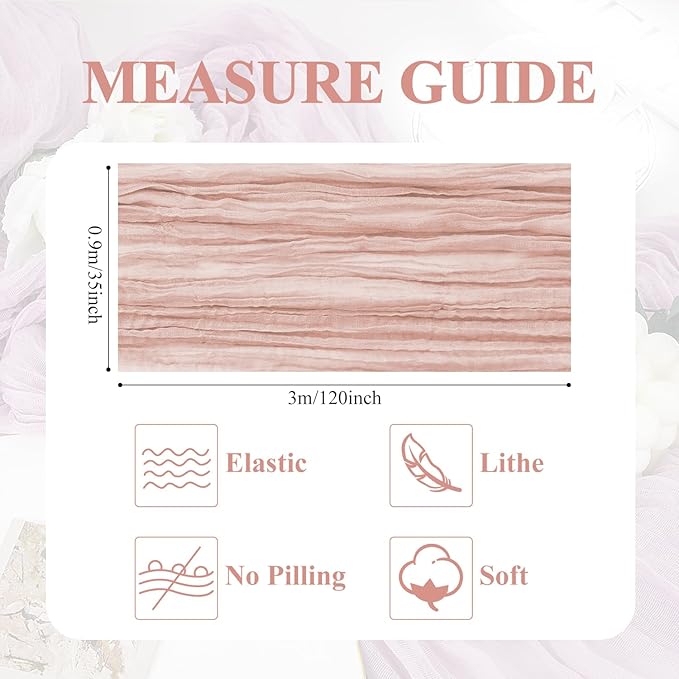 Asee'm 6PCS Table Runner Cheesecloth 10FT Dusty Pink Boho Gauze Fabric Rustic - Image 2