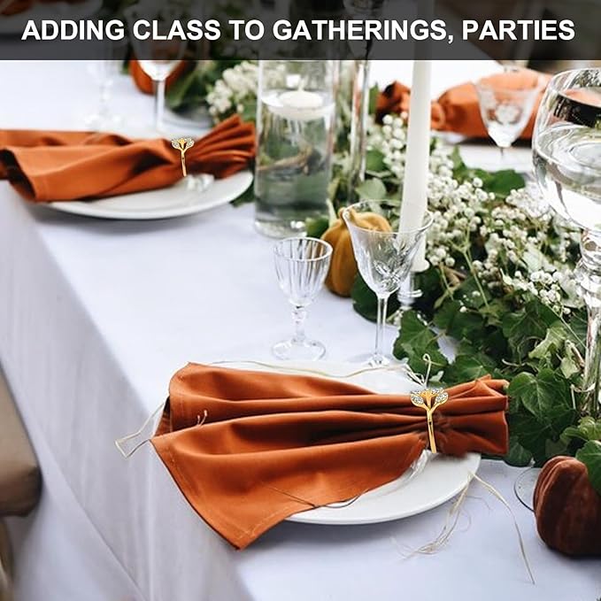 Gold Napkin Rings Set of 10, Napkin Rings Holder Buckles, Thanksgiving - Image 4